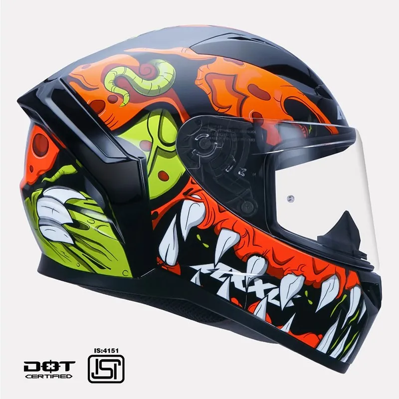 AXXIS 117D Seg Dot Scratch B4 Gloss Fluo Orange Full Face Helmet