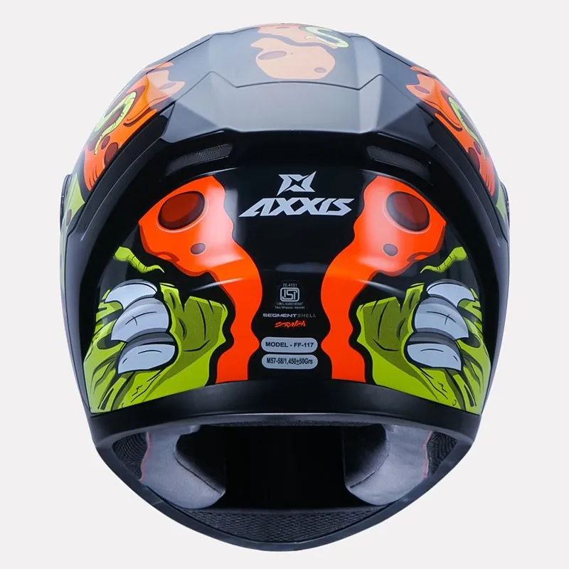 AXXIS 117D Seg Dot Scratch B4 Gloss Fluo Orange Full Face Helmet