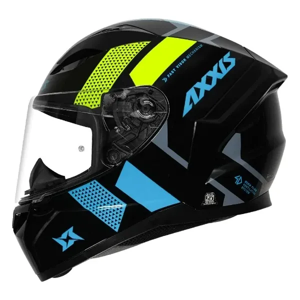 AXXIS 117D Seg Dot Squame E7 Neon Yellow Full Face Helmet