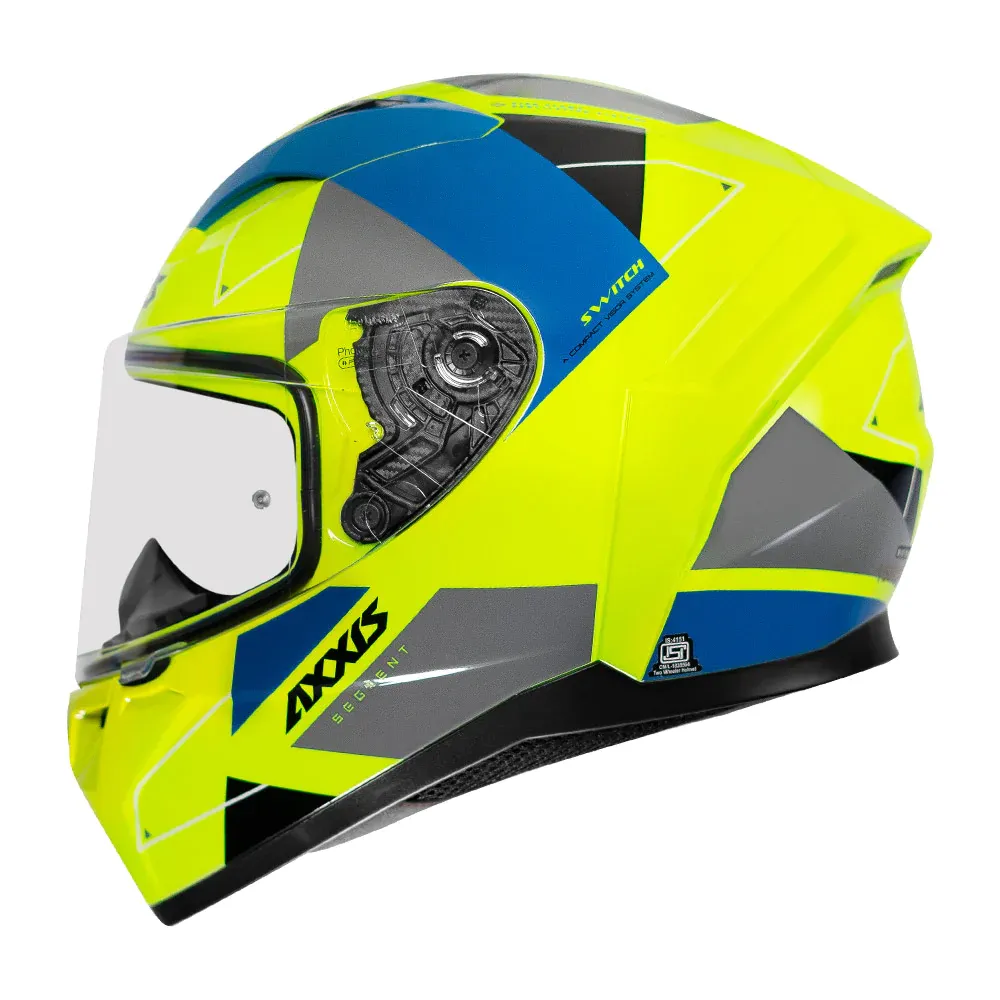 AXXIS 117D Seg Dot Switch E3 Gloss Fluo Yellow Full Face Helmet