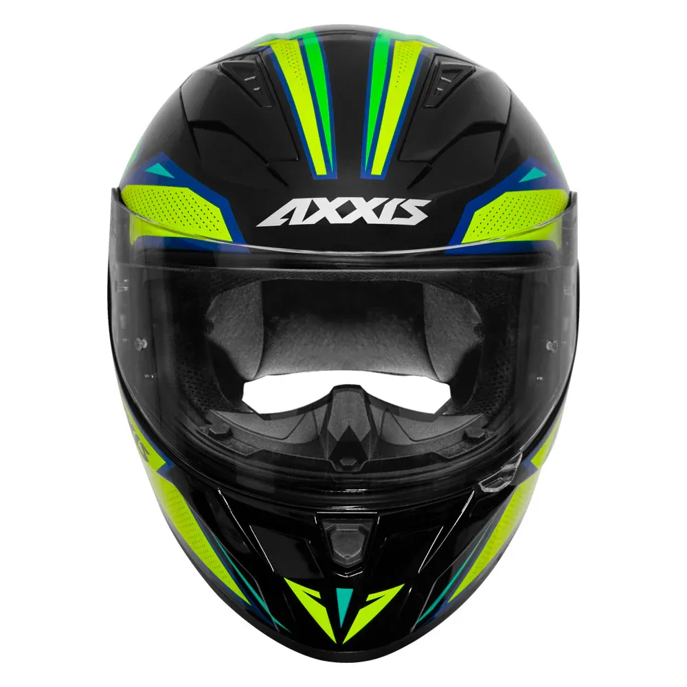 AXXIS Ff117D Segment Dot Mad B3 Gloss Fluro Yellow Full Face Helmet