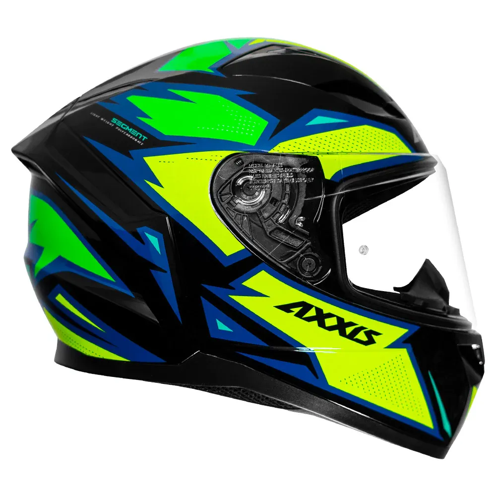 AXXIS Ff117D Segment Dot Mad B3 Gloss Fluro Yellow Full Face Helmet