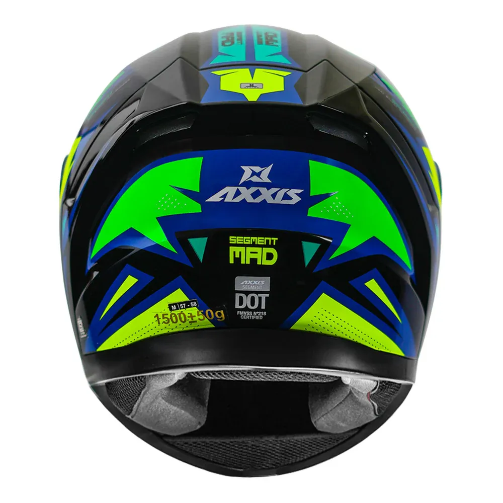 AXXIS Ff117D Segment Dot Mad B3 Gloss Fluro Yellow Full Face Helmet