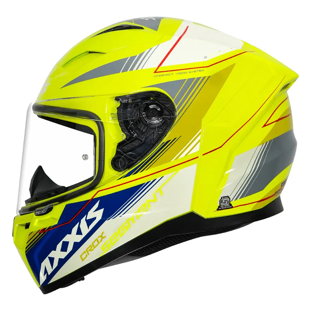 AXXIS Ff117D Sement Dot Crox D13 Gloss Fluro Yellow Full Face Helmet