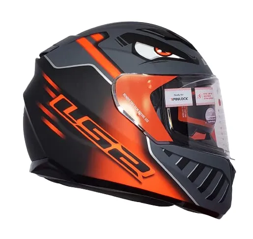 LS2 320 Badas Black Neon Orange Full Face Helmet
