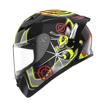 RIDEX Polaris Sting Glossy Black Neon Yellow Full Face Helmet