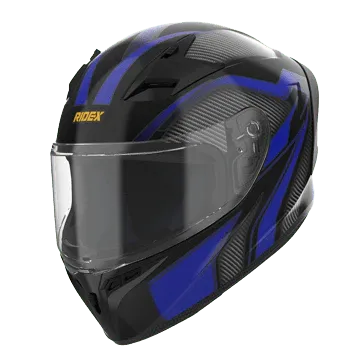 RIDEX Polaris Graphite Glossy Black Blue Full Face Helmet