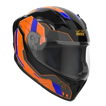 RIDEX Polaris Racer Pumpkin Glossy Black Orange Full Face Helmet