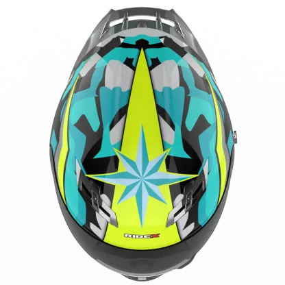 RIDEX Titanium Anzen Glossy Blue Full Face Helmet