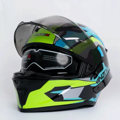 RIDEX Titanium Anzen Glossy Blue Full Face Helmet