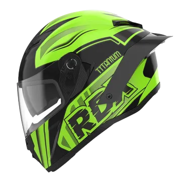 RIDEX Titanium Rdx New Glossy Black Green Full Face Helmet