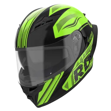 RIDEX Titanium Rdx New Glossy Black Green Full Face Helmet