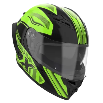 RIDEX Titanium Rdx New Glossy Black Green Full Face Helmet
