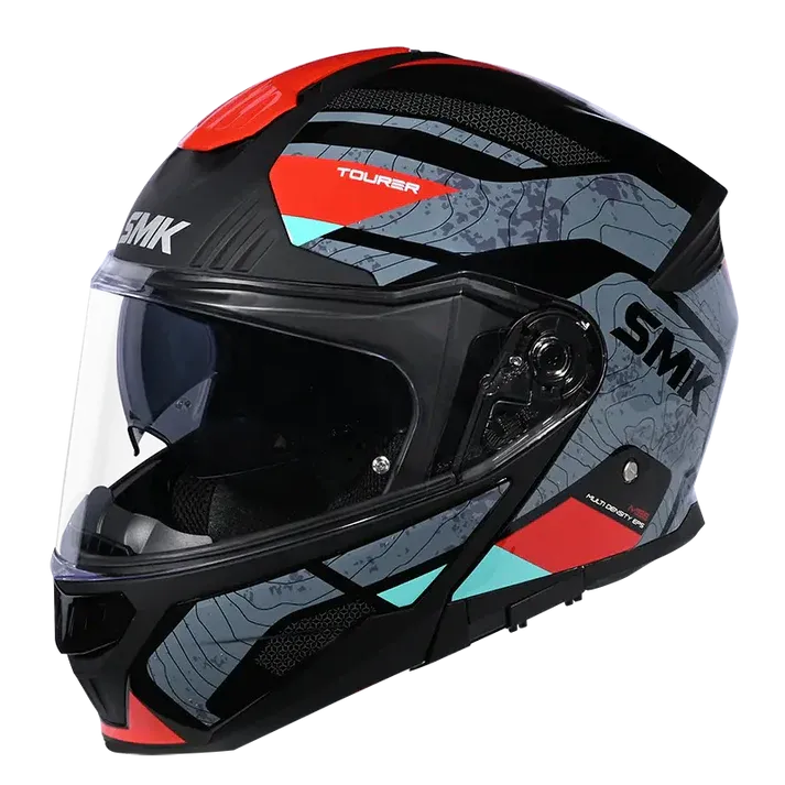 SMK Gullwing Grey Red Gl263 Flip Up Helmet