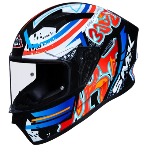 SMK Stellar Gl 237 Black Red Orange Full Face Helmet