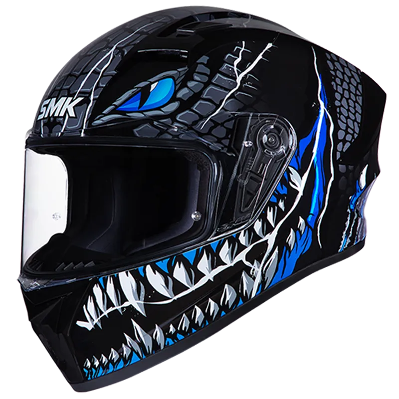 SMK Stellar Ma 265 Mat Balck Grey Blue Full Face Helmet