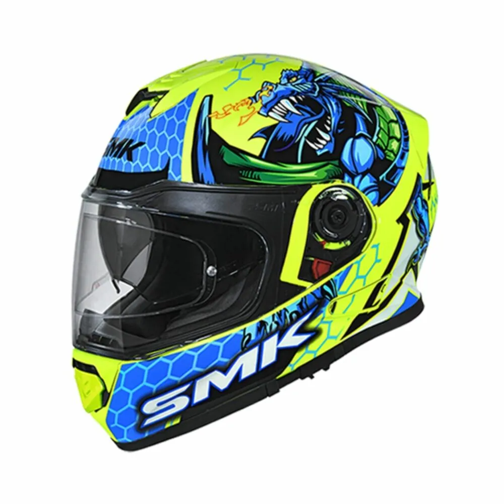 SMK Twister Dragon Gl458 Yellow Blue Green Full Face Helmet