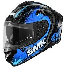 SMK Typhoon Ma 552 Mat Blue Black Full Face Helmet