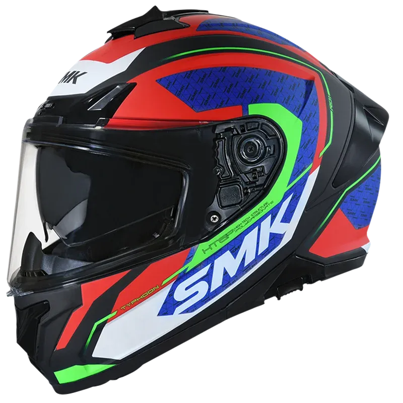SMK Typhoon Rdi Gl235 Black Red Blue Full Face Helmet