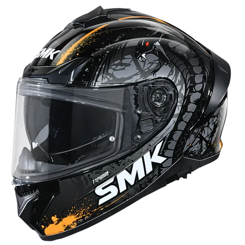 SMK Typhoon Reptile Gl267 Black Grey Orange Full Face Helmet