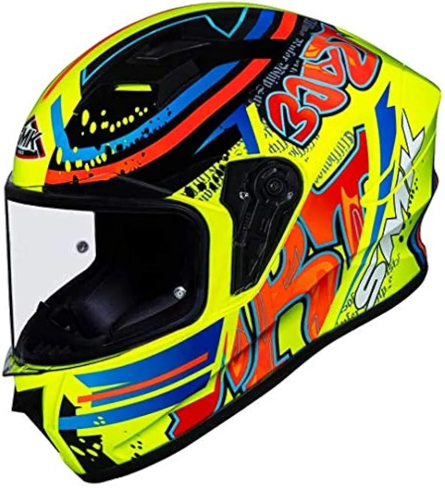 SMK Stellar Sports Graiti Neon Yellow Red Full Face Helmet