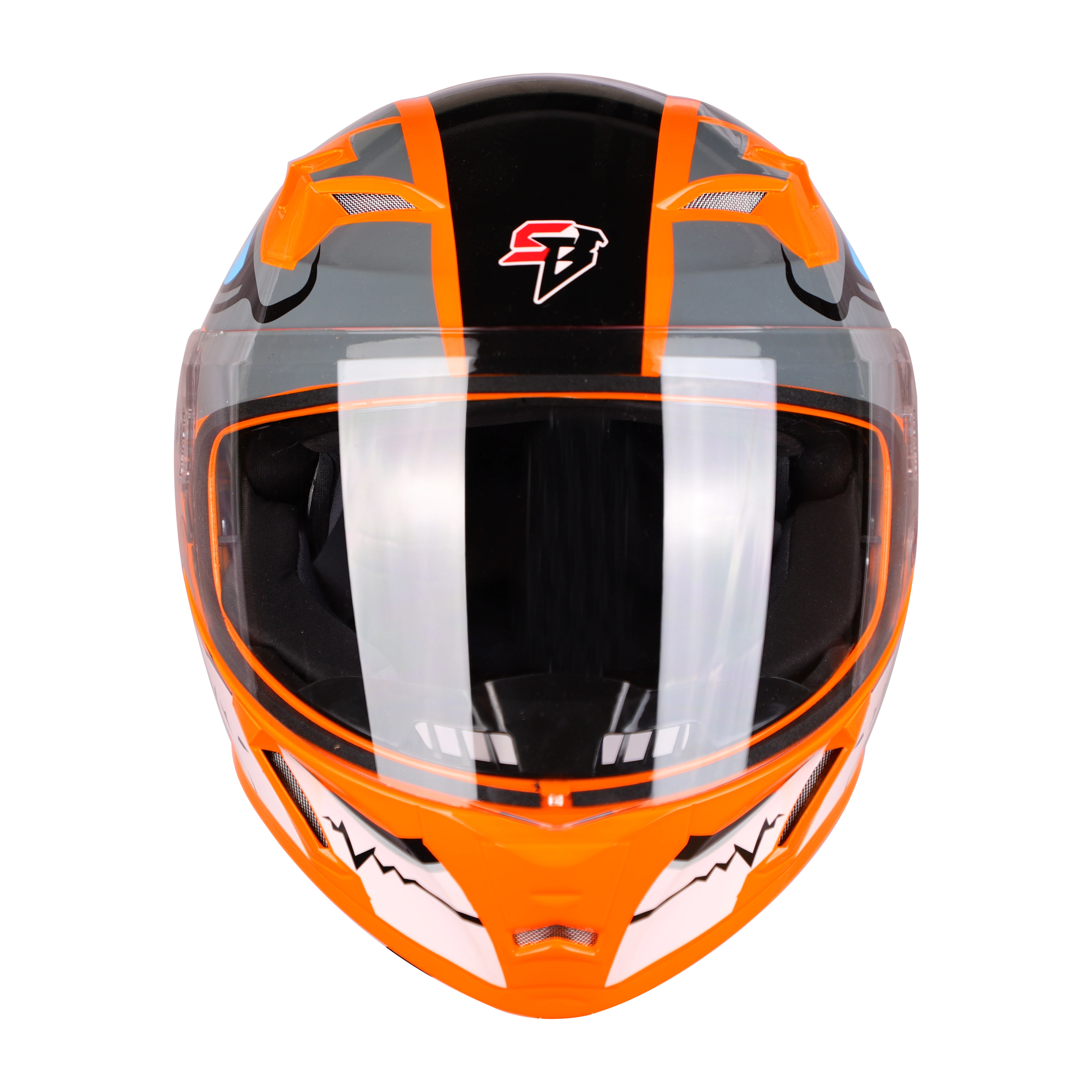 STEELBIRD Sba 21 Born Fluo Orange Clear Visor Full Face Helmet