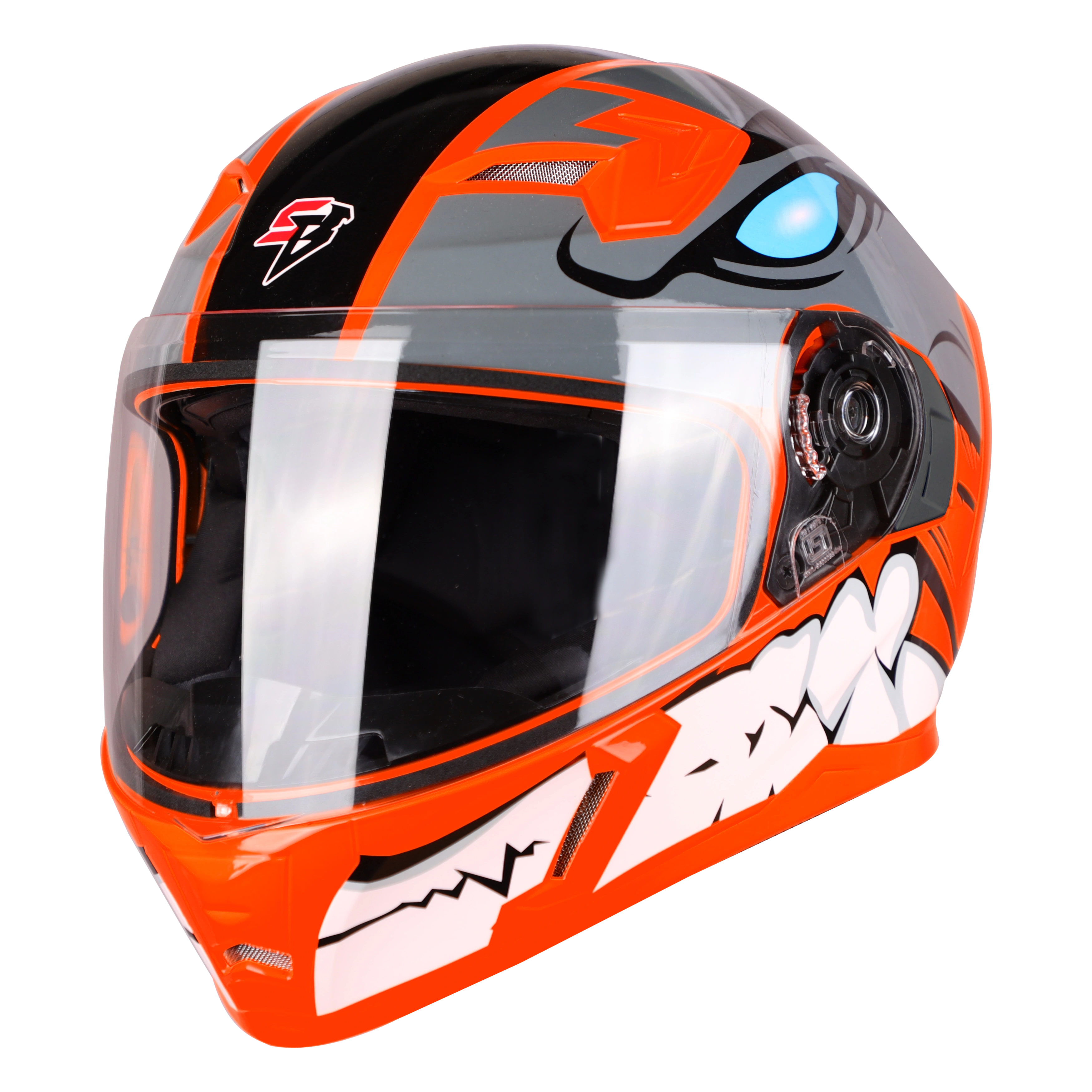 STEELBIRD Sba 21 Born Ready Fluo Red Clear Visor Full Face Helmet