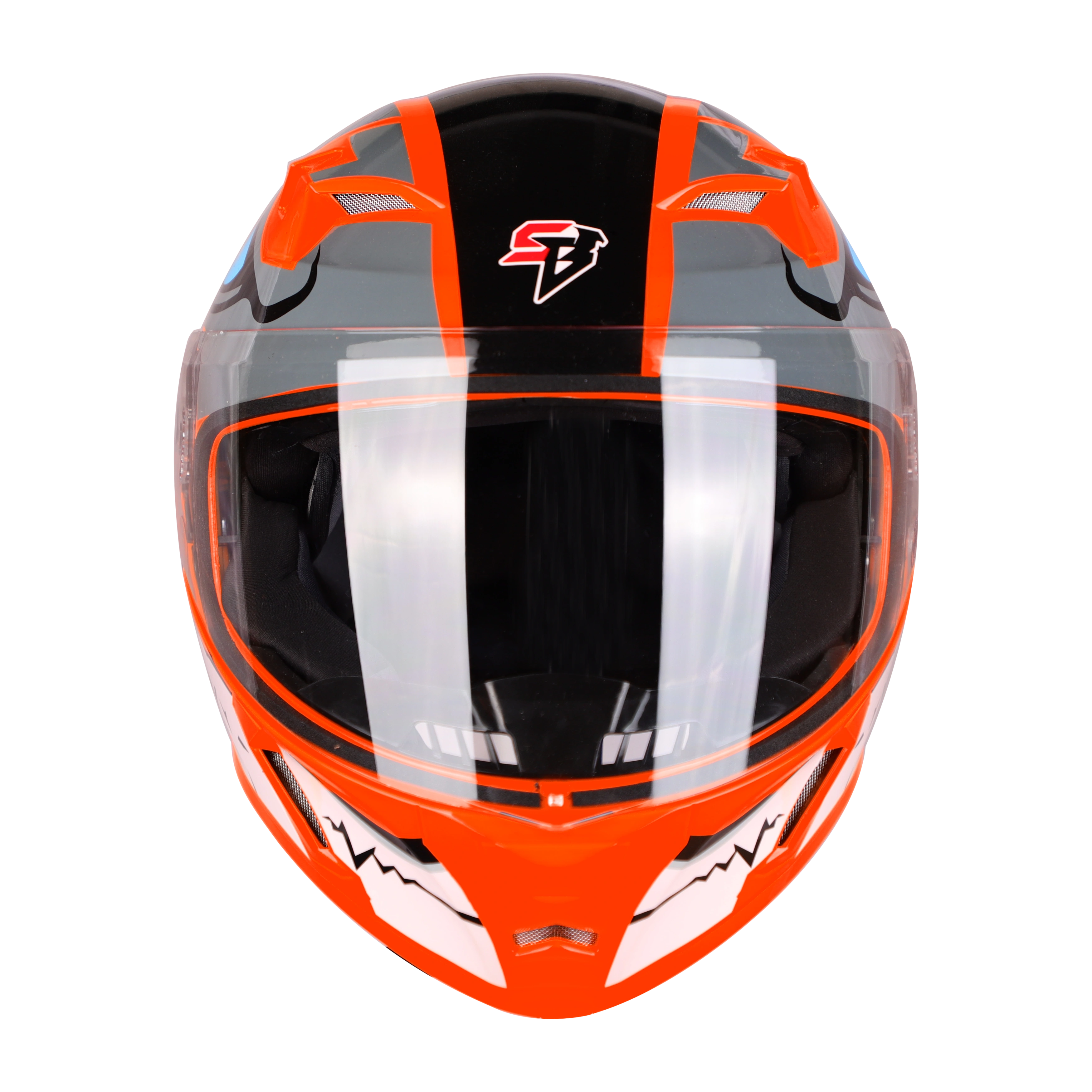 STEELBIRD Sba 21 Born Ready Fluo Red Clear Visor Full Face Helmet