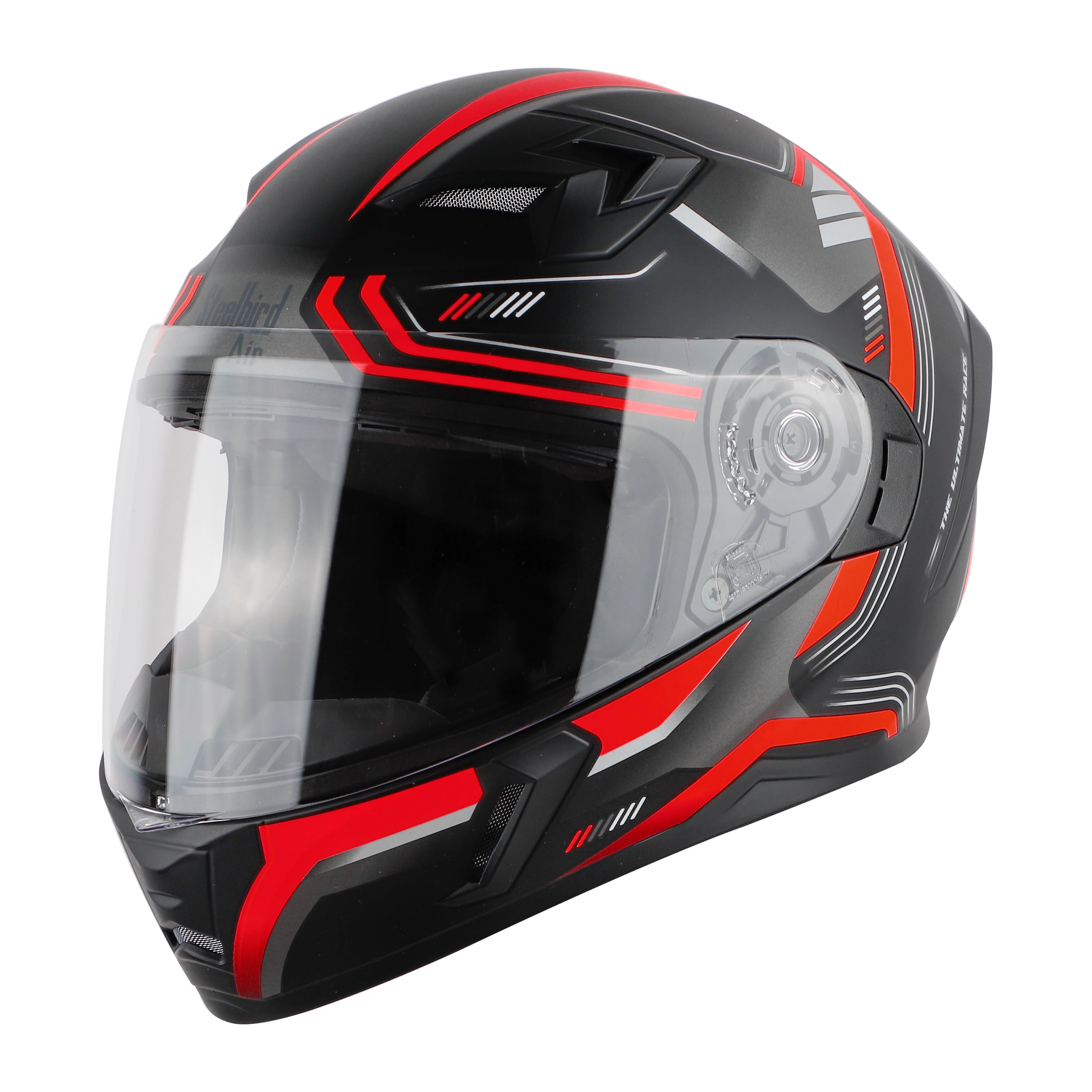 STEELBIRD Sba 21 Ulitmate Race Glossy Black Red Clear Full Face Helmet