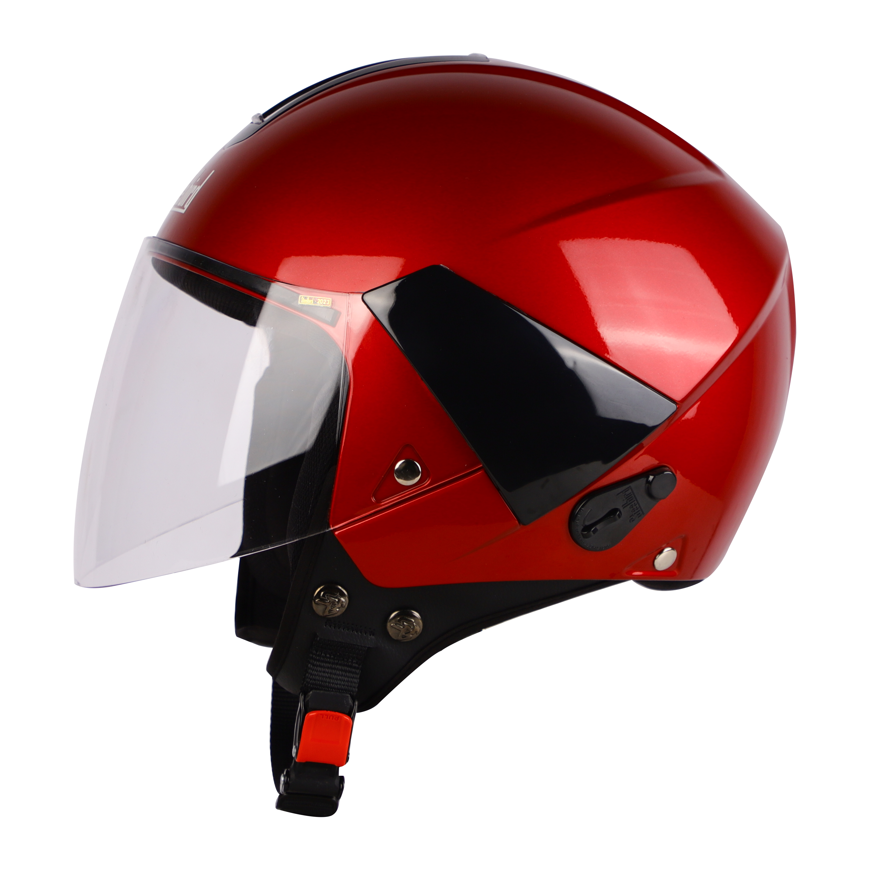 STEELBIRD Sbh 05 Triple Nine Glsy Ch Red Half Face Helmet