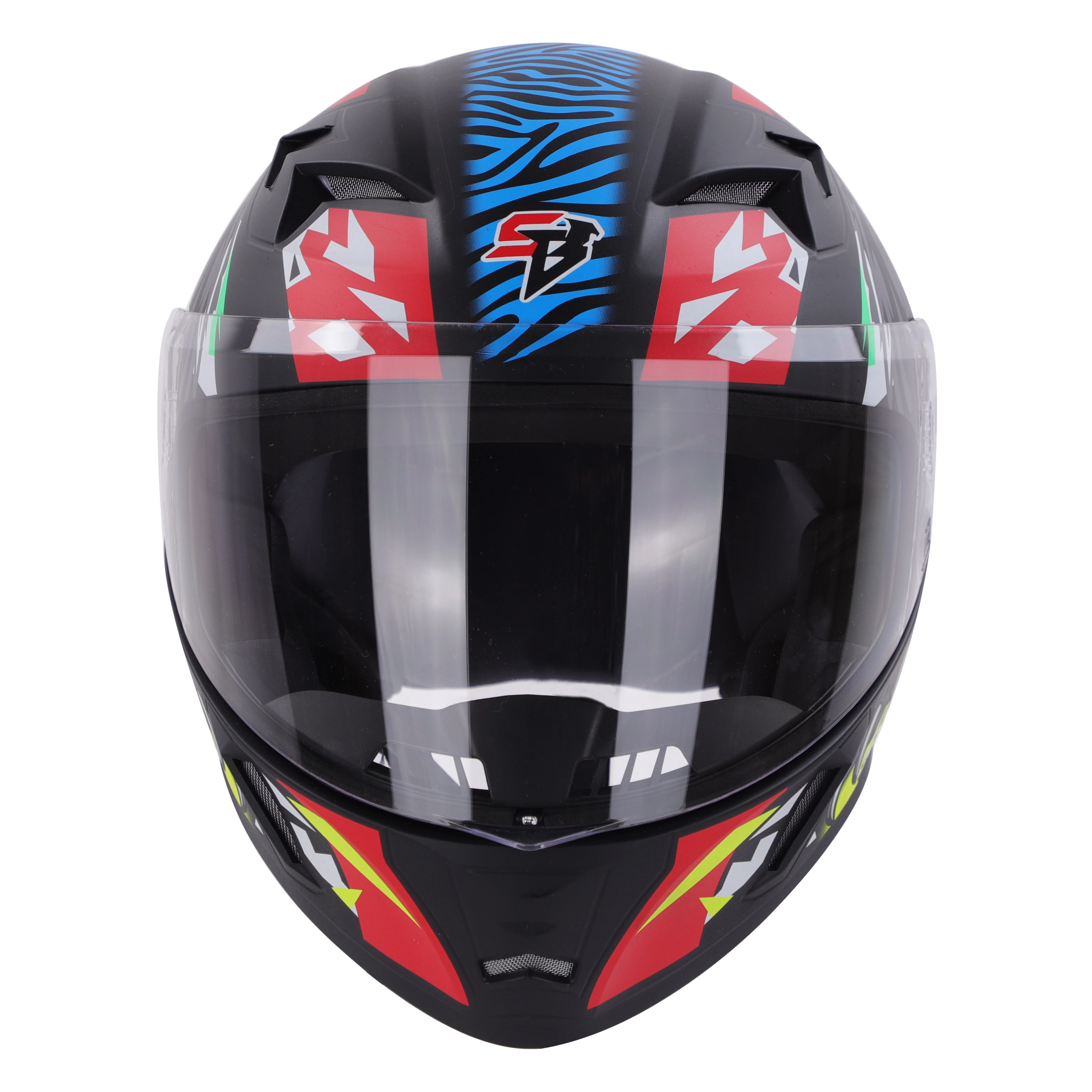 STEELBIRD Sba 21 Iss Pantha Glossy Black With Red Neon Full Face Helmet