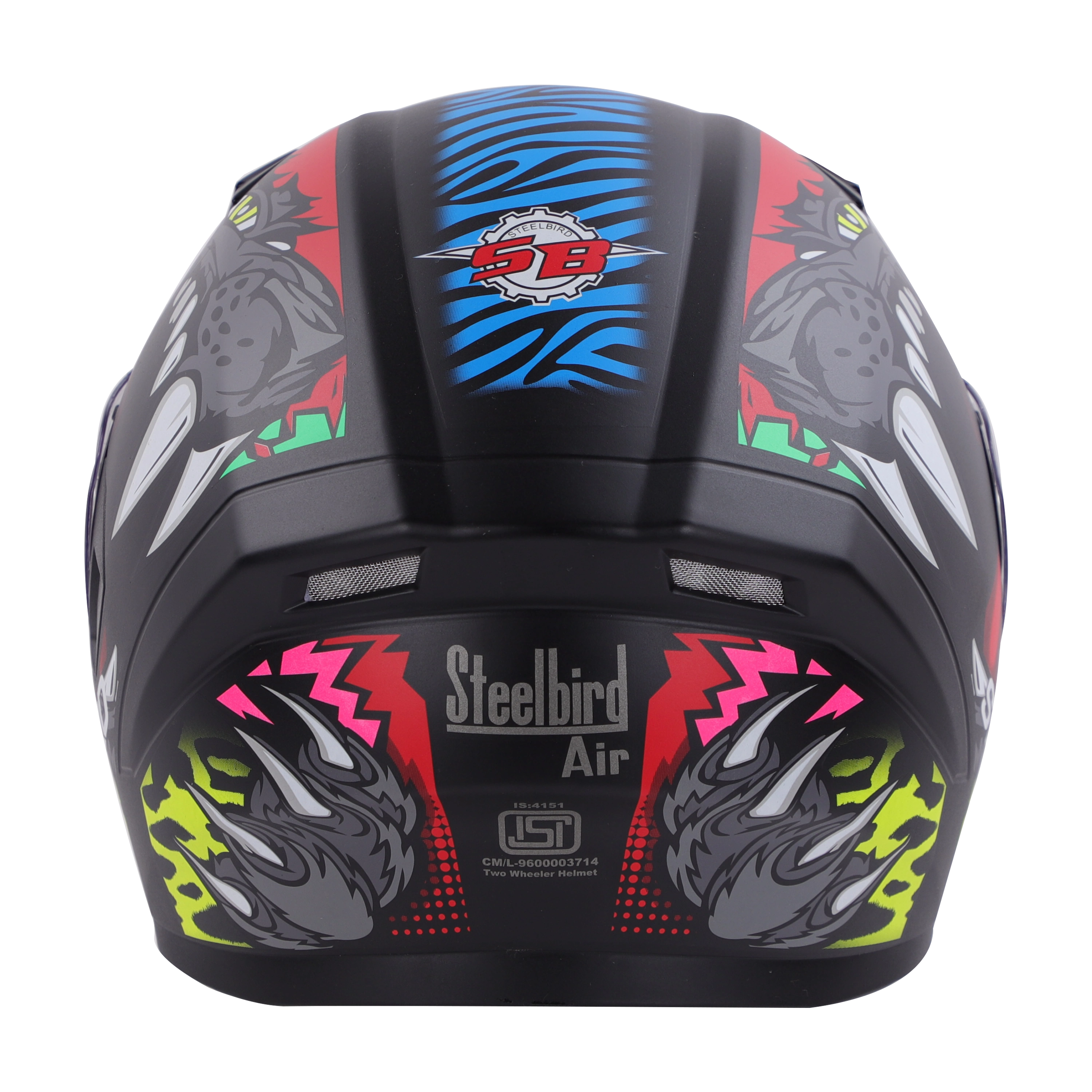 STEELBIRD Sba 21 Iss Pantha Glossy Black With Red Neon Full Face Helmet