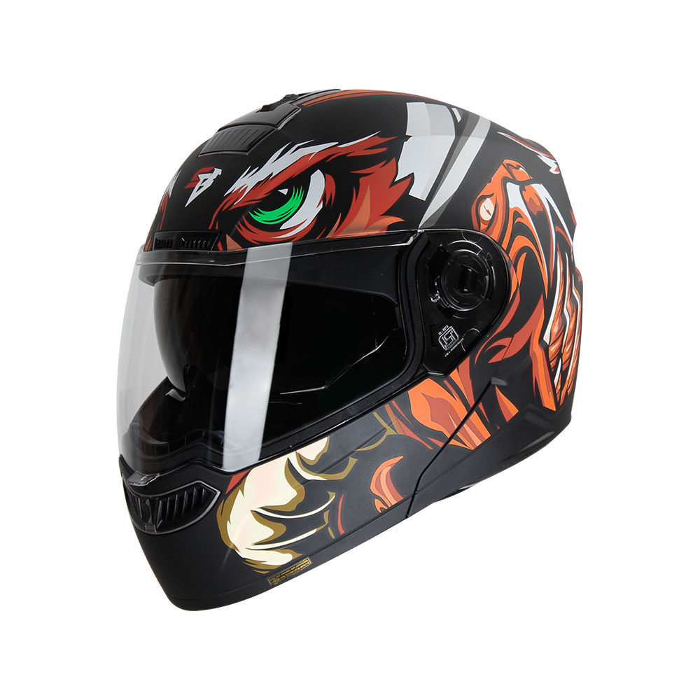 STEELBIRD Sba 7 Owl Glossy Black With Brown Full Face Helmet