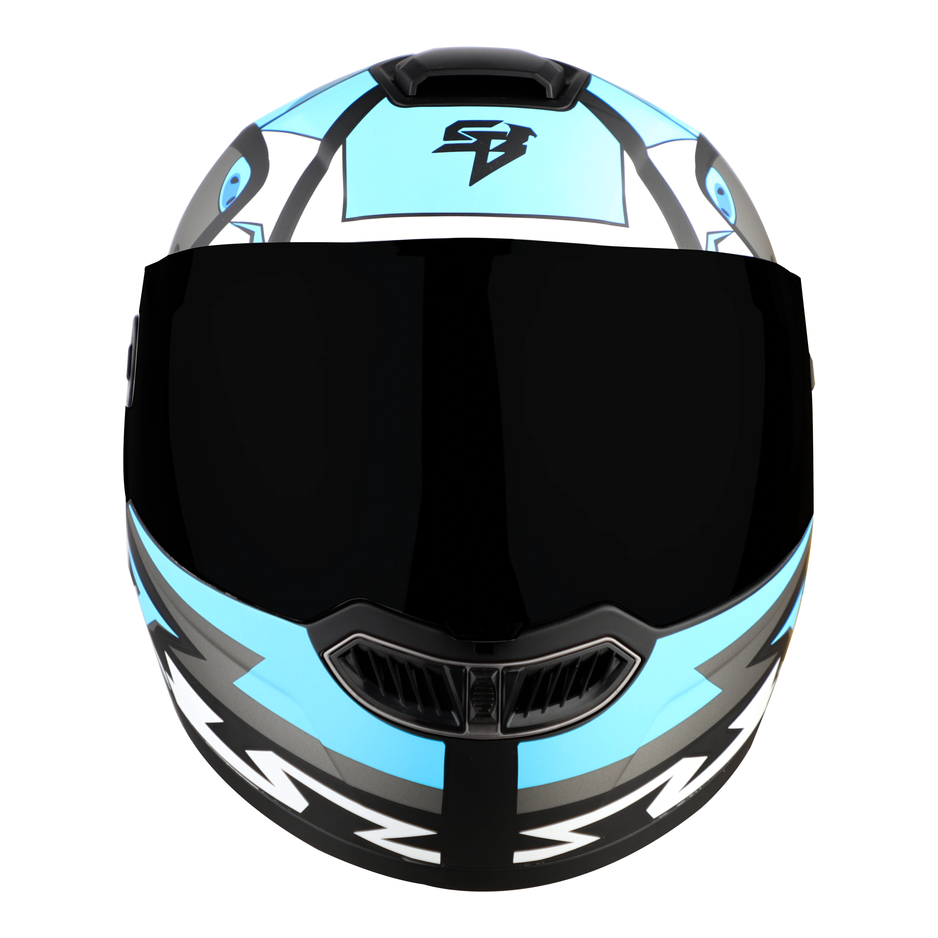 STEELBIRD Sba 8 Sharky Black Jazz Blue Flip Up Helmet