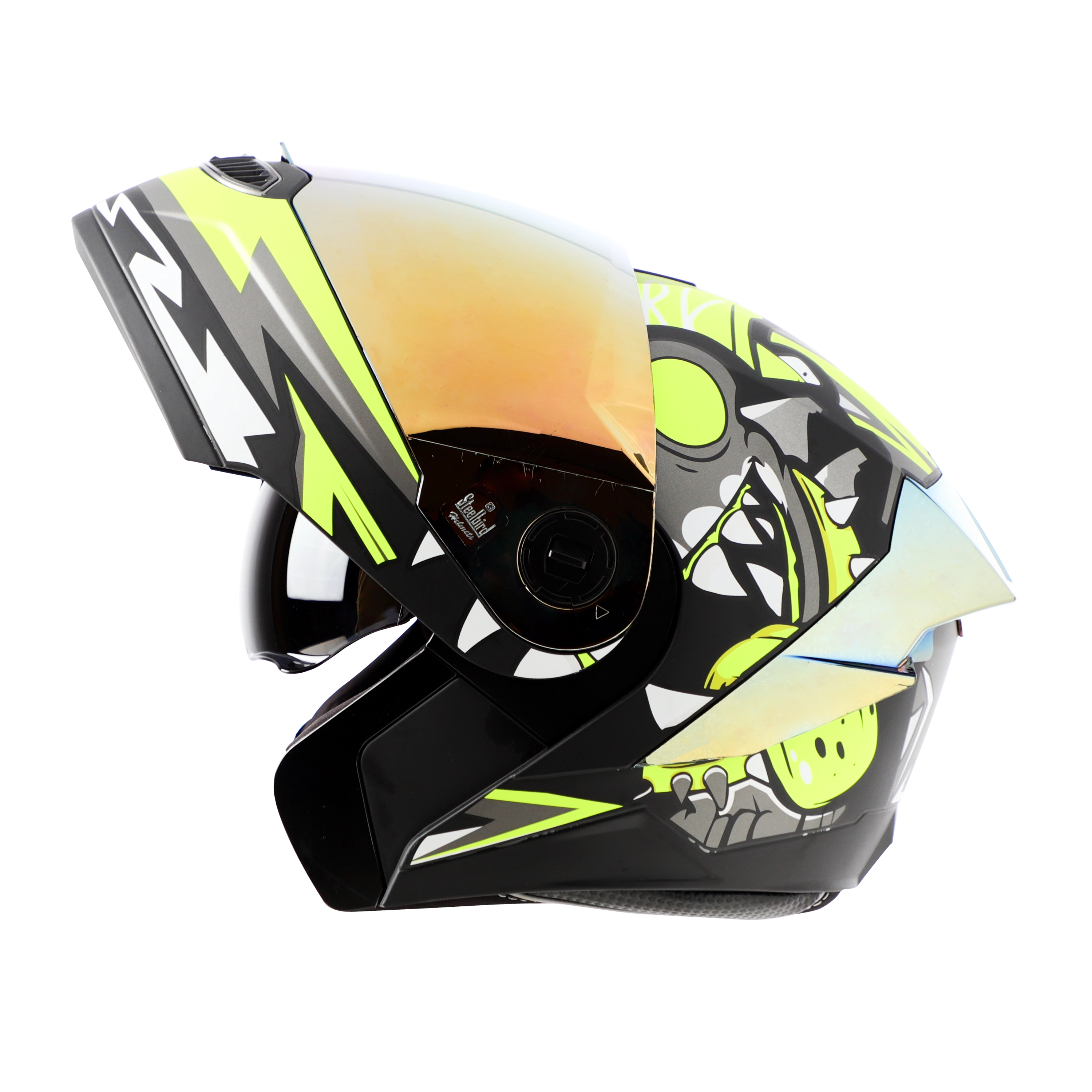 STEELBIRD Sba 8 Sharky Black Neon Flip Up Helmet