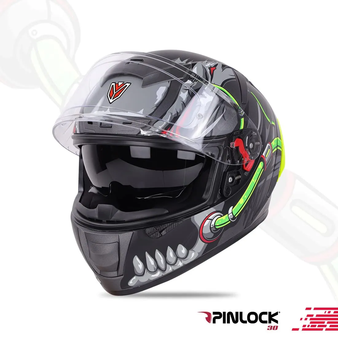 STEELBIRD Ign 4 Hyena Glossy Gray Steel Bird Full Face Helmet