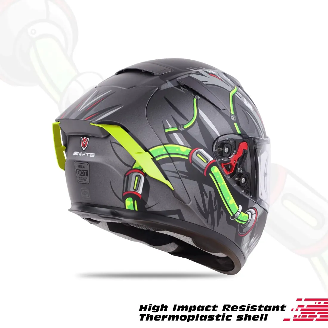 STEELBIRD Ign 4 Hyena Glossy Gray Steel Bird Full Face Helmet