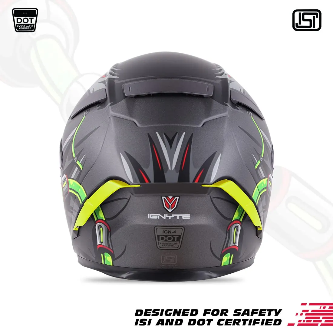 STEELBIRD Ign 4 Hyena Glossy Gray Steel Bird Full Face Helmet