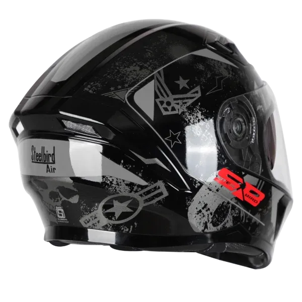 STEELBIRD Sba 21 Iss Combat Glossy Black Grey Full Face Helmet