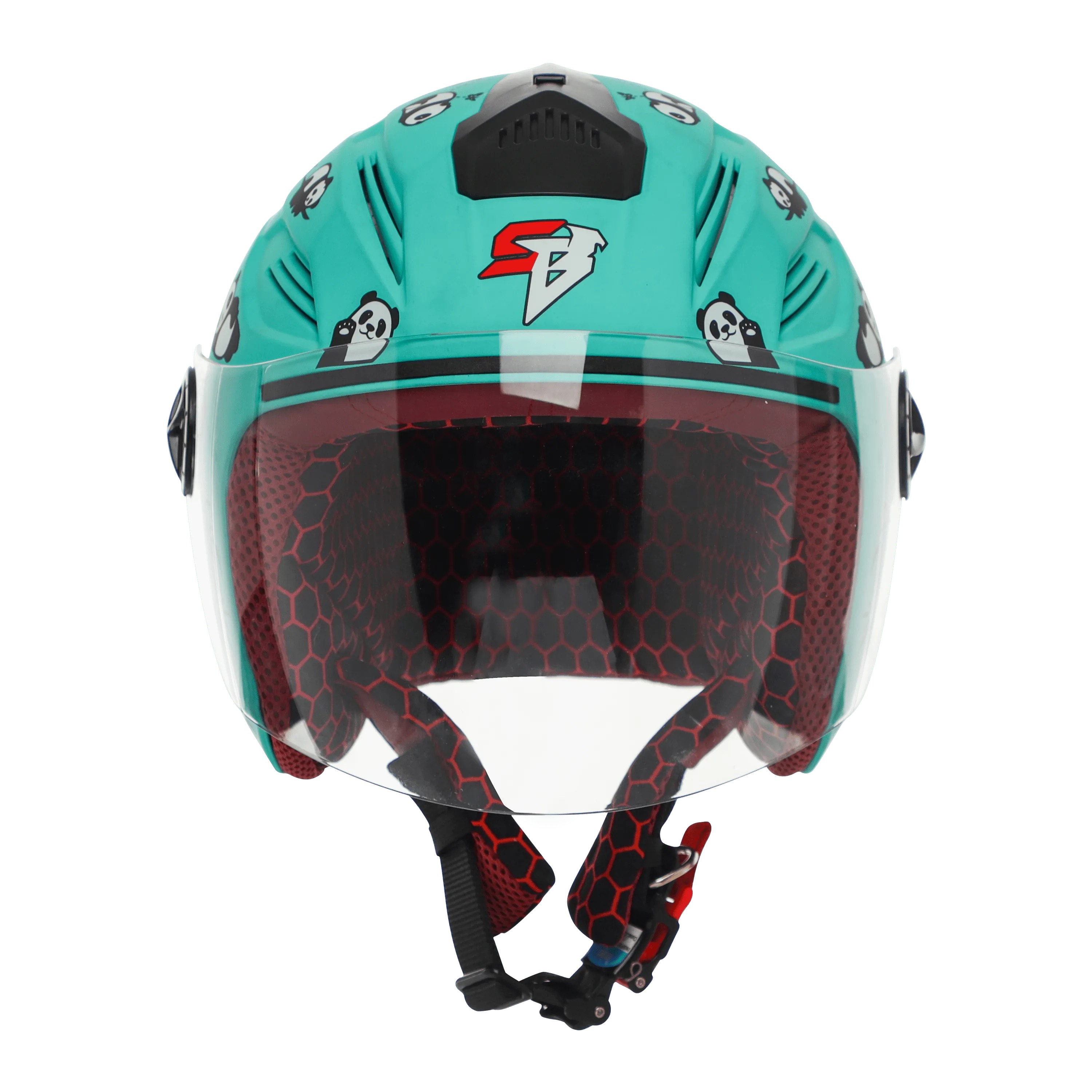 STEELBIRD Sba 6 Panda Caribbean Green 560Mm Half Face Helmet