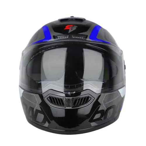STEELBIRD Sba 7 Iss Road Glossy Black Blue Full Face Helmet