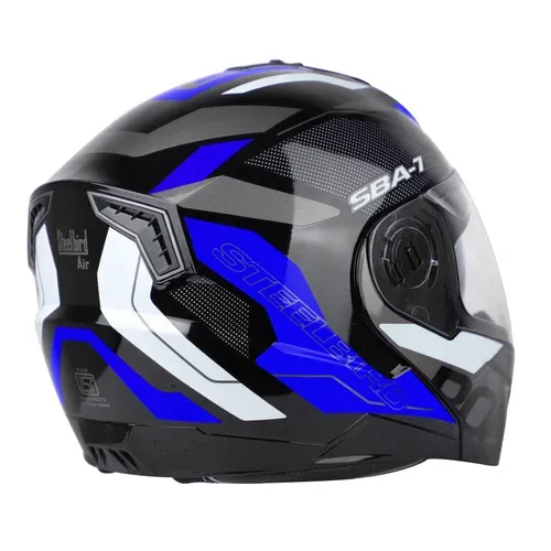 STEELBIRD Sba 7 Iss Road Glossy Black Blue Full Face Helmet