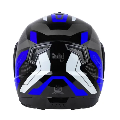STEELBIRD Sba 7 Iss Road Glossy Black Blue Full Face Helmet
