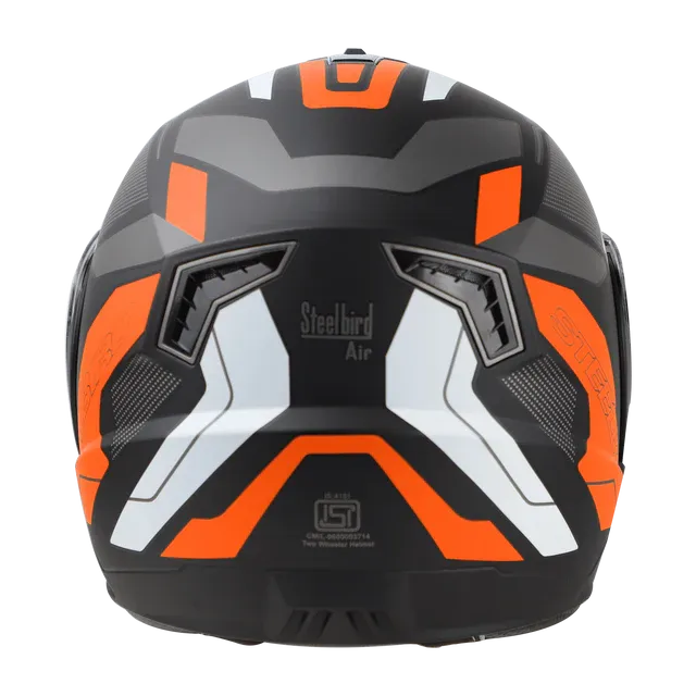 STEELBIRD Sba 7 Iss Road Glossy Black Orange Full Face Helmet