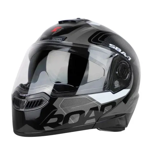 STEELBIRD Sba 7 Iss Road Glossy Black With Gray Clear Inner Full Face Helmet