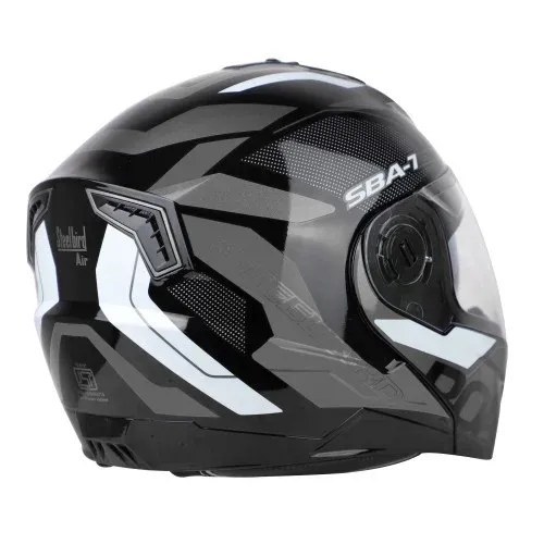 STEELBIRD Sba 7 Iss Road Glossy Black With Gray Clear Inner Full Face Helmet