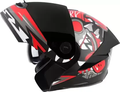 STEELBIRD Sba 8 Sharky Black Red Flip Up Helmet