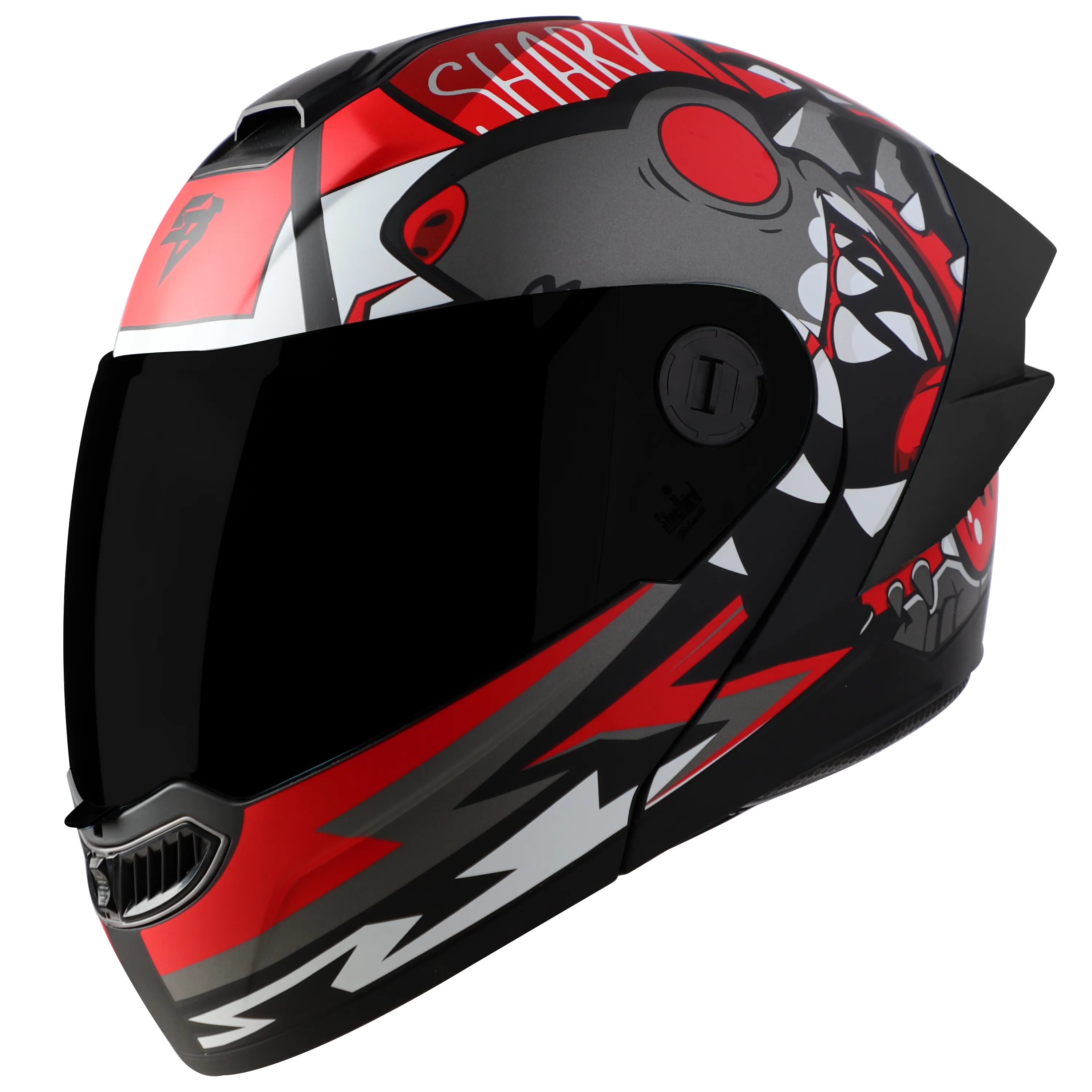 STEELBIRD Sba 8 Sharky Black Red Flip Up Helmet
