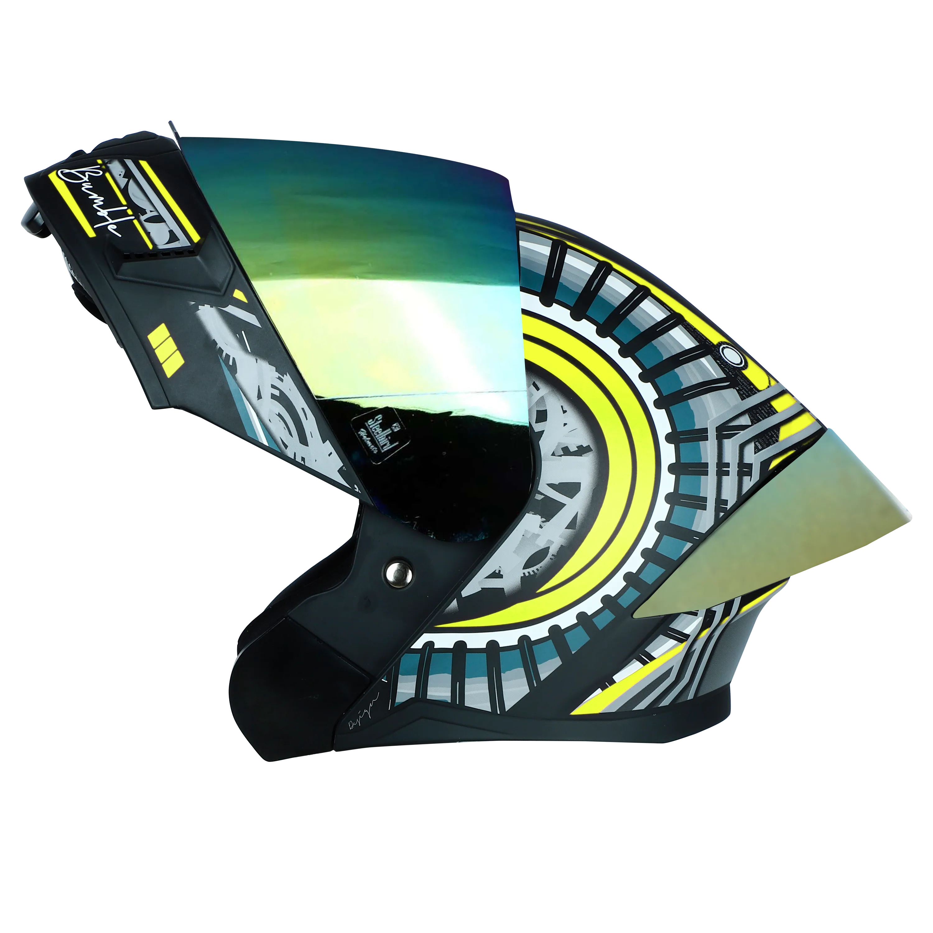 STEELBIRD Sba 20 Bumble Matt Neon Flip Up Helmet