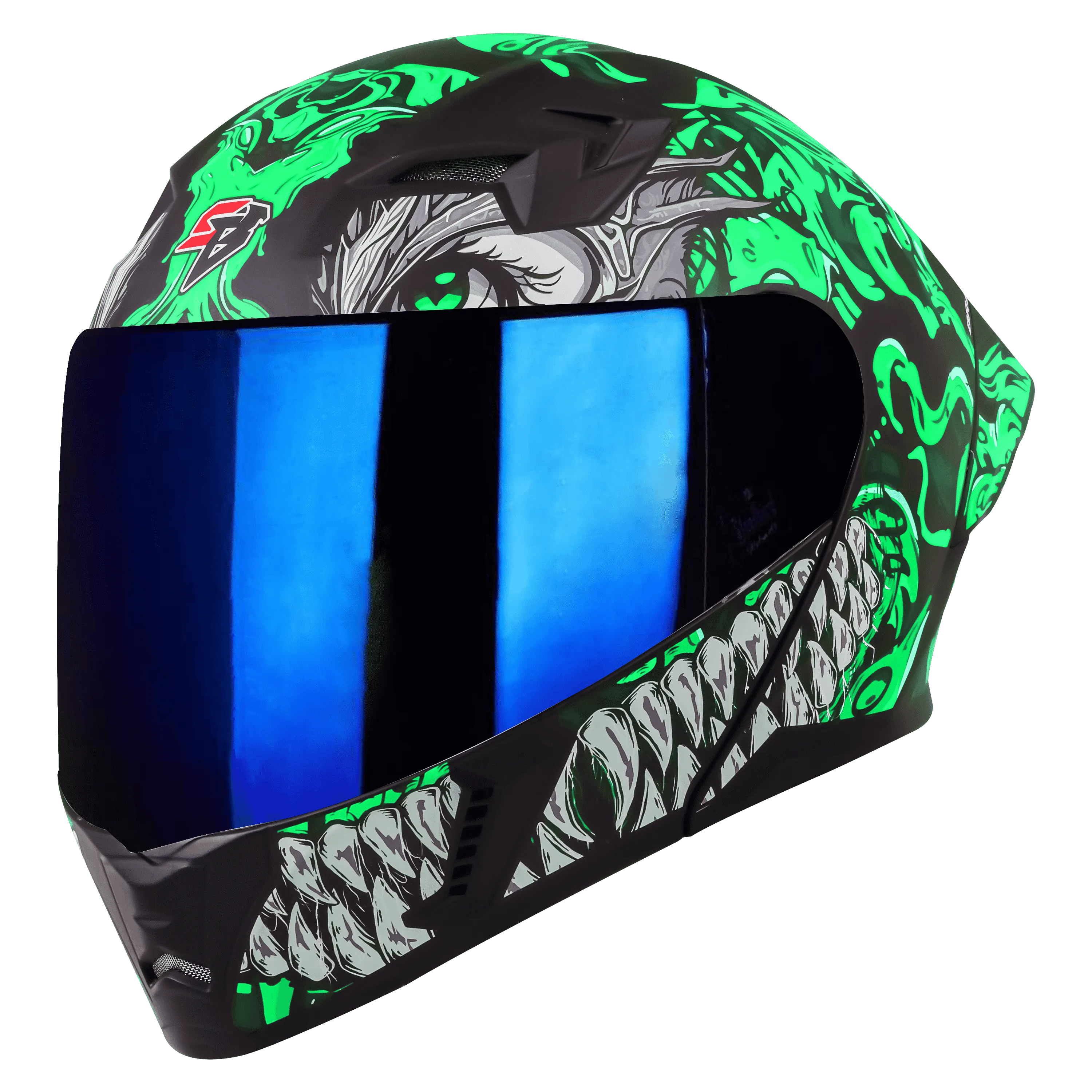 STEELBIRD Sba 20 Draco Black Green Full Face Helmet